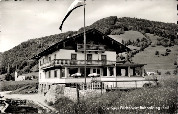 Postcard Zell Ruhpolding in Upper Bavaria, Gasthof Fischerwirt