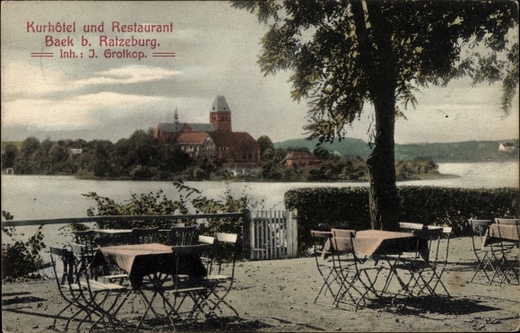 Postcard Bäk Schleswig Holstein, spa hotel and restaurant, owner J. Grotkop