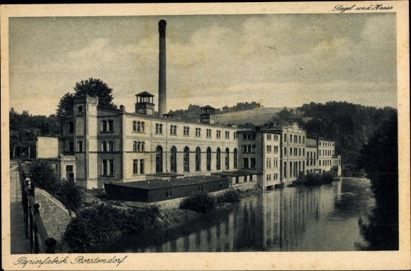 Postcard Borstendorf Grünhainichen Sachsen, paper factory