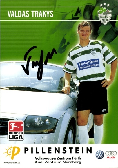 Autograph card footballer Valdas Trakys, SpVgg Greuther Fürth, autograph