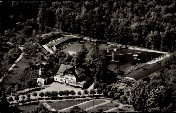 Postcard Baienfurt, Kurhaus Waldbad, aerial photograph