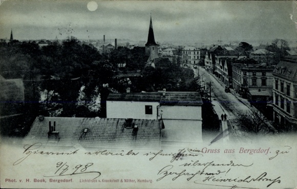 Moonlight Postcard Hamburg Bergedorf, general view