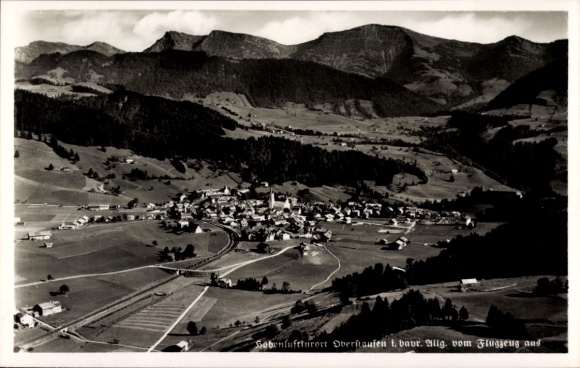 Postcard Oberstaufen in Allgäu, aerial photograph