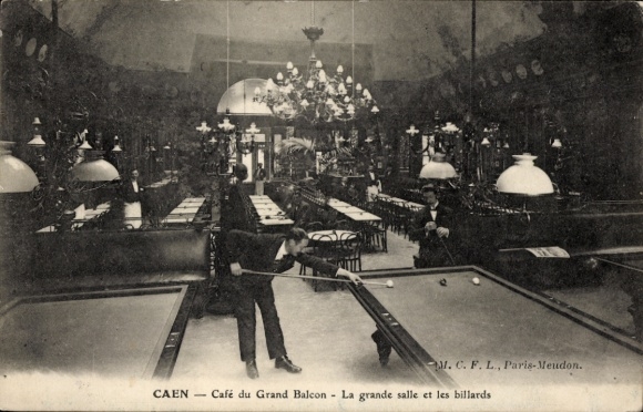 Ak Caen Calvados, Café du Grand Balcon, Billardzimmer