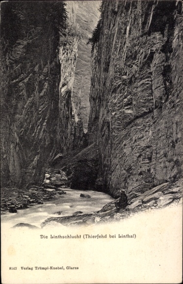 KP Linthal Glarus Canton Glarus Szwajcaria, Linth Gorge, wąski wąwóz, skały, ciek wodny, Ver