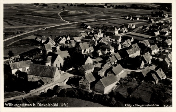 Ak Wilburgstetten in Midden-Franken, luchtfoto van een dorp, landschap, huizen, straten