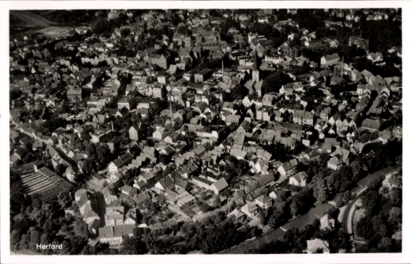 Postcard Herford in Westphalia, aerial photograph