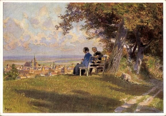 Künstler Ak Hey Paul, Nr. 6245,Herbstabend v. Städtchen