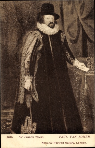 Postcard Painting of Sir Francis Bacon by Paul van Somer