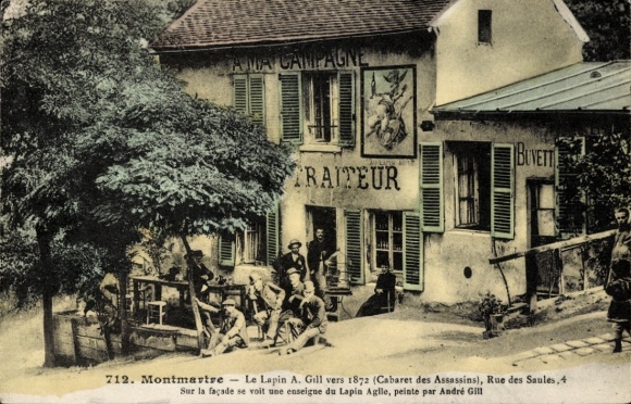 CPA Paris 18e Montmartre, Le Lapin A. Gill vers 1872, Cabaret des Assassins