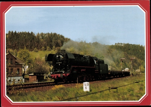 Postcard Kaulsdorf an der Saale, Deutsche Eisenbahn, steam locomotive, 44 1093 2 with Dg 55411, station