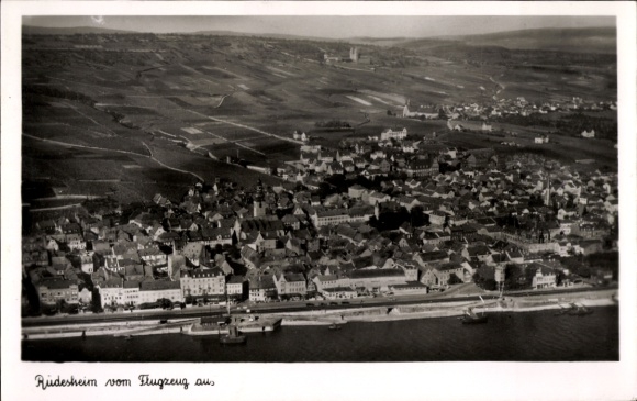 Ak Rüdesheim am Rhein, luchtfoto