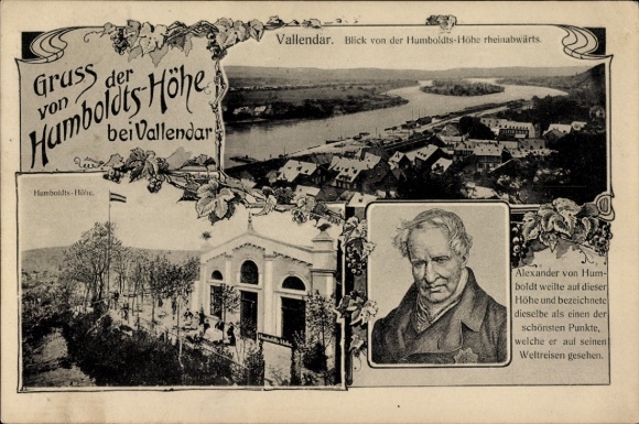 Vallendar am Rhein, Humboldts-Höhe, widok na Ren, Alexander von Humboldt