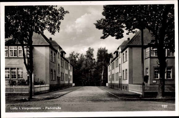 Postcard Loitz in Western Pomerania, Parkstrasse