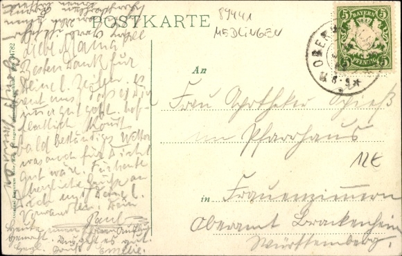 Postcard Obermedlingen Medlingen in Swabia Bavaria, view of the town