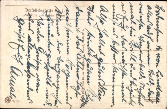 Song Postcard Im Krug zum Grüne Kranze, folk song card no. 3