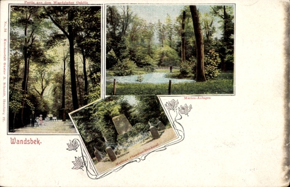 Ak Hamburg Wandsbek, Gehölz, Marienanlagen, Mathias Claudius Denkmal