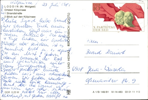 Postcard Kölpinsee Loddin Usedom Island, Strandstrasse, view of the Kölpinsee