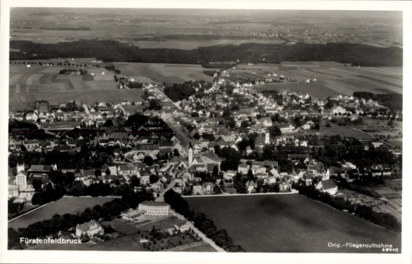 Postcard Fürstenfeldbruck in Upper Bavaria, aerial photograph