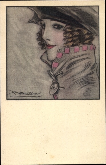 Artist Postcard Mauzan, portrait of a Woman