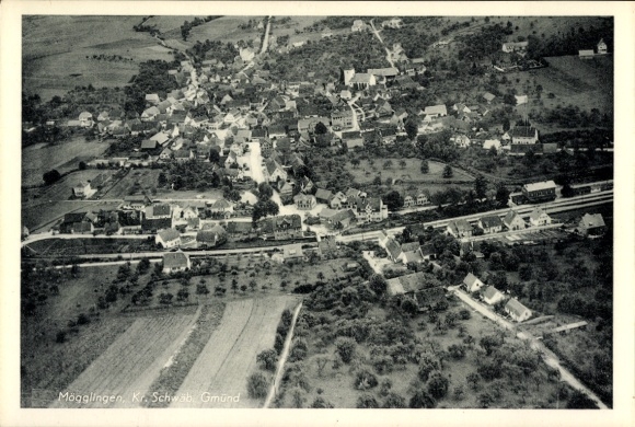 Postcard Mögglingen in Württemberg, aerial photograph