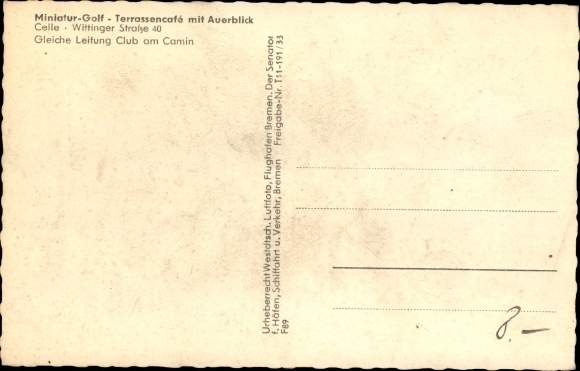 Postcard Celle in Lower Saxony, miniature golf, terrace cafe with Auerblick, Wittinger Straße 40, mini golf