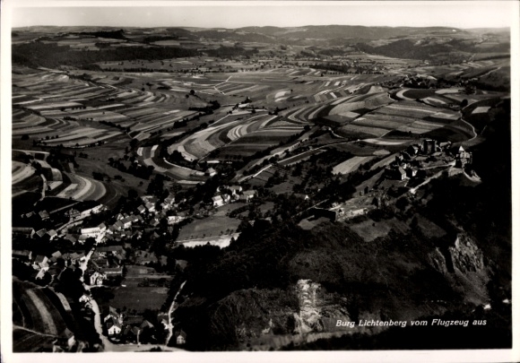 Postcard Thallichtenberg in the Palatinate, Lichtenberg Castle, aerial photograph
