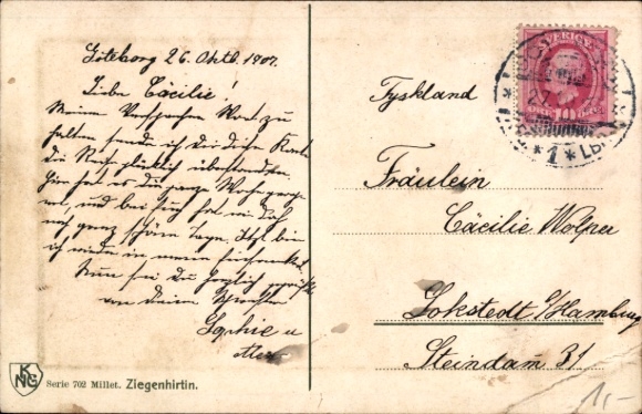 Passepartout Postcard French costume, woman spinning