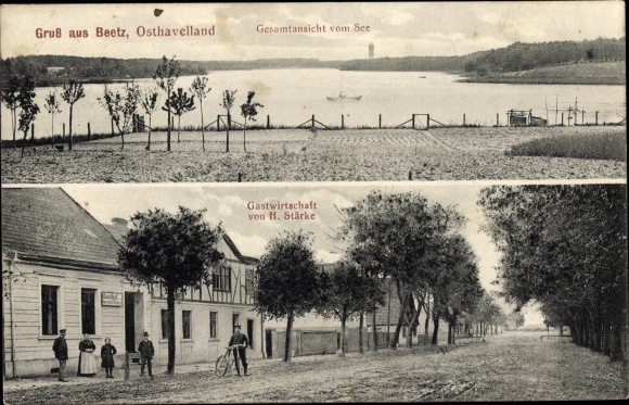Postcard Beetz Kremmen in Brandenburg, lake, inn