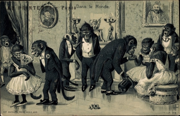 Mint Chromo-Litho Dans le Monde, Humanized Monkeys, Chimpanzees