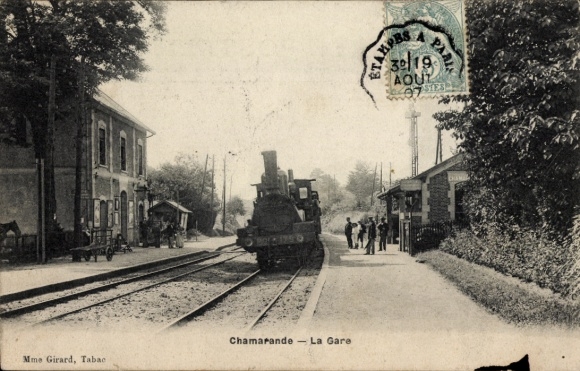 Ak Chamarande Essonne, Bahnhof, Gleisansicht, Eisenbahn