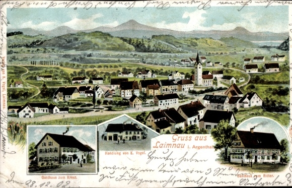Ak Laimnau Tettnang in Württemberg, Gasthaus zum Kreuz, Handlung von E. Vogel, Gasthaus Ritter