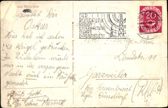 Artist PC Boettcher, Hans, Munich Bavaria, Hofbräuhaus, beer barrel