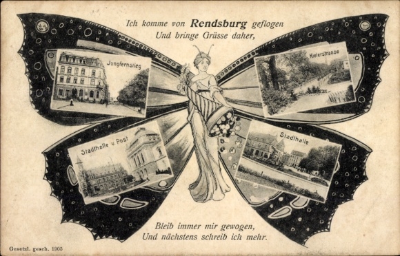 Butterfly KP Rendsburg w Szlezwiku Holsztynie, Ratusz, Jungfernstieg, Poczta