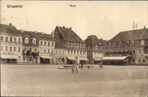 Postcard Königsbrück in Upper Lusatia, market, grocery store