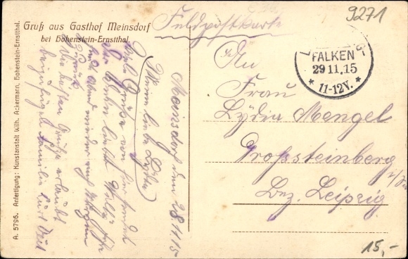 PC Meinsdorf Langenberg Callenberg in Saxony, inn by Curt Veit