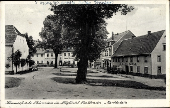 Postcard Bärenstein Altenburg Erzgebirge, market square, inn