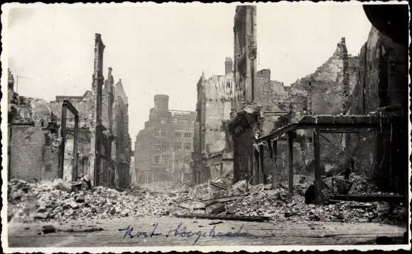 foto Rotterdam Zuid-Holland Nederland, Korte Hoogstraat, oorlogsschade, II WO