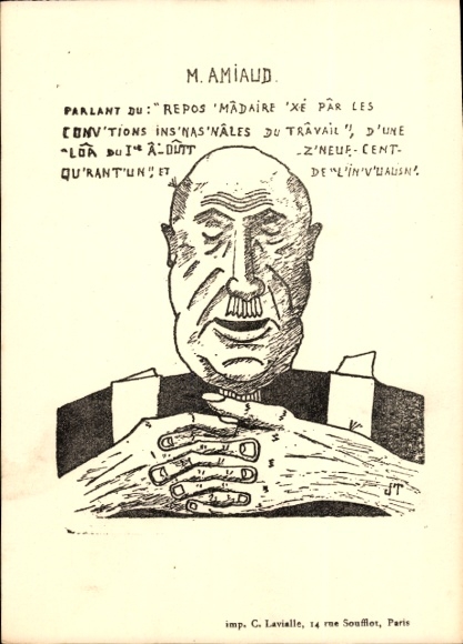Künstler Ak M. Amiaud, Mann, Gemaltes Porträt, Hände, Geschlossene Augen