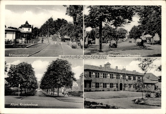 Postcard Hamburg Ochsenzoll Langenhorn, Schmuggelstieg, Langenhorner Chaussee, Hospital, Youth Home