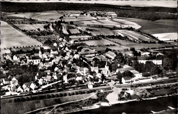 Postcard Obertheres am Main Theres Unterfranken, aerial photograph