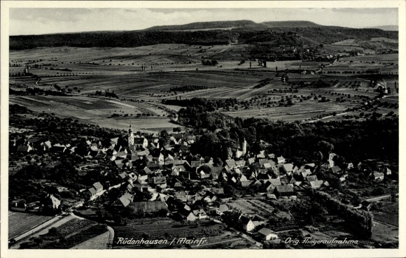 Postcard Rüdenhausen in Lower Franconia, aerial photograph