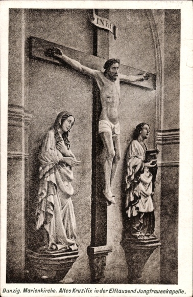 Postcard Gdańsk Danzig, St. Mary's Church, Old Crucifix in the Eleven Thousand Virgins Chapel