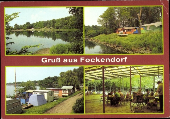 Ak Fockendorf Altenburger Land, strand, camping, Windischleuba-stuwmeer, consumentenrestaurant