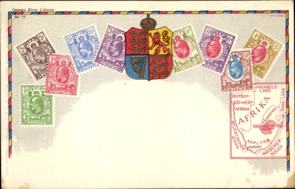 Stamps coat of arms Postcard Africa, German Southwest Africa