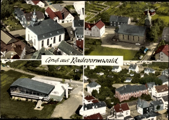 Postcard Radevormwald in the Oberbergischer Kreis, general view, aerial photograph, church