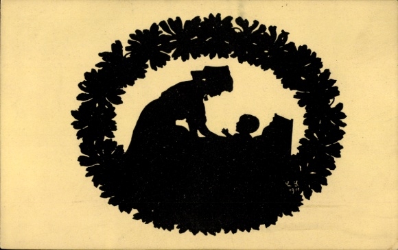 Paper cutting artist Postcard Streubel, Charlotte, Chemnitz, Marguerite Day 1911, Nativity scene, Albert Verein