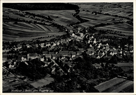 Postcard Kirchardt in Baden, aerial photograph