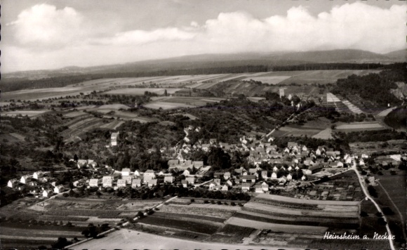 Postcard Heinsheim am Neckar, aerial photograph of the town