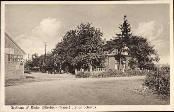 Postcard Billerbeck Schnega im Wendland, inn, street section